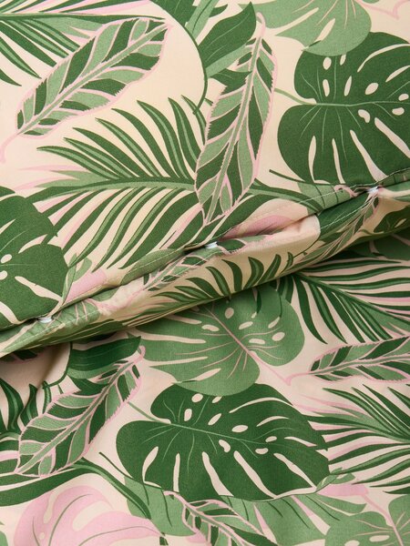 Sinsay - Mikroszálas ágyneműhuzat készlet monstera mintával - rózsaszín
