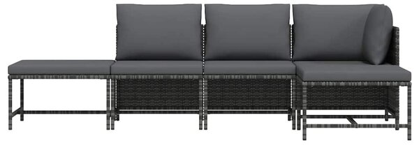 5 részes szürke polyrattan kerti ülőgarnitúra párnákkal