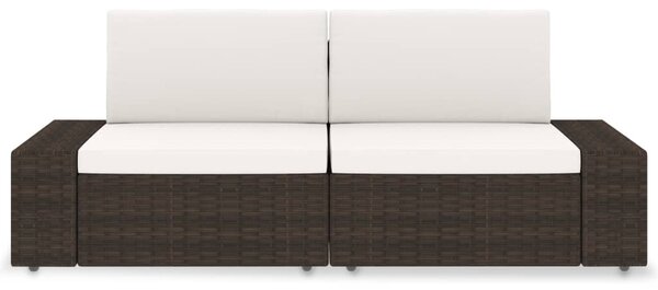 2 személyes barna elemes polyrattan kanapé