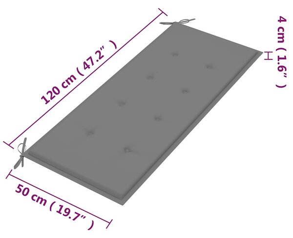 2 személyes tömör eukaliptuszfa kerti pad párnával 120 cm