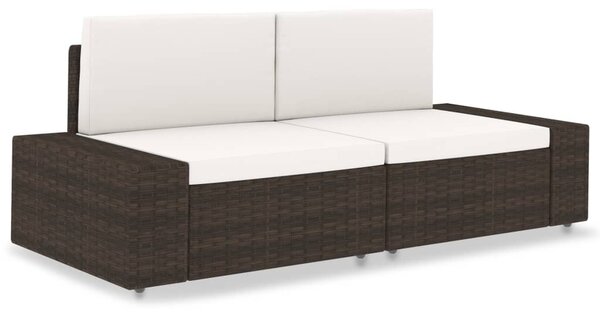 2 személyes barna elemes polyrattan kanapé