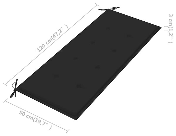 2 személyes tömör eukaliptuszfa kerti pad párnával 120 cm