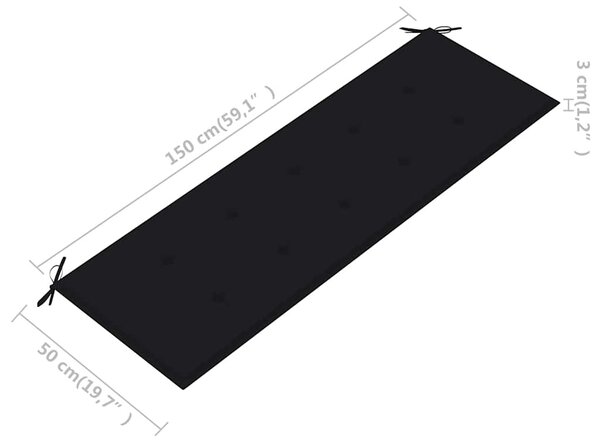 3 személyes tömör eukaliptuszfa kerti pad párnával 150 cm