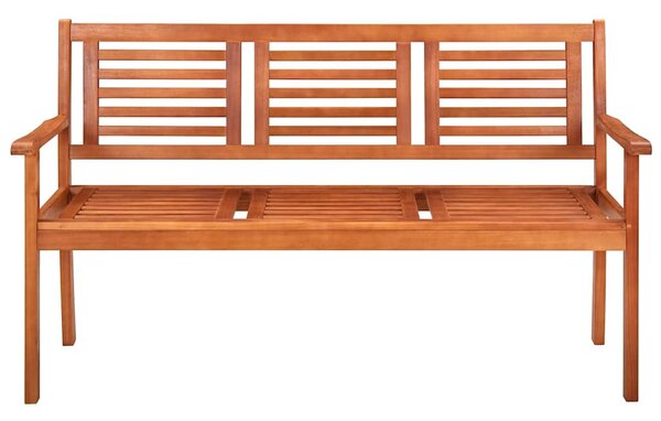 3 személyes tömör eukaliptuszfa kerti pad párnával 150 cm