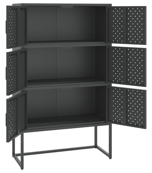 Antracitszürke acél magasszekrény 80 x 35 x 135 cm