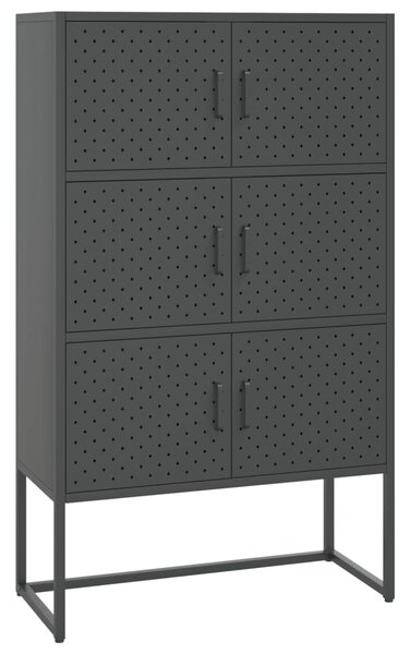 Antracitszürke acél magasszekrény 80 x 35 x 135 cm