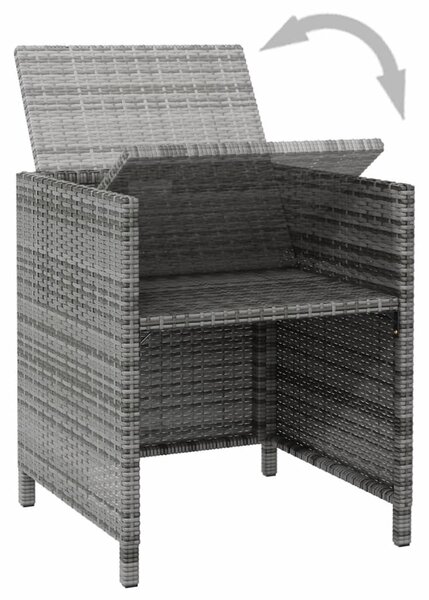 4 részes szürke kerti polyrattan szék- és zsámolyszett