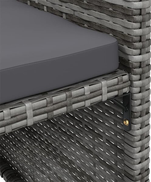 4 részes szürke kerti polyrattan szék- és zsámolyszett