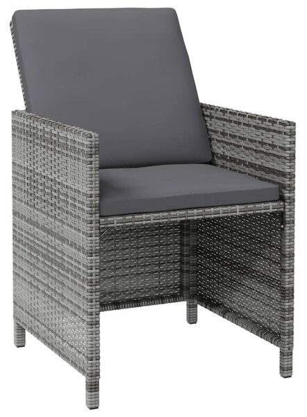 4 részes szürke kerti polyrattan szék- és zsámolyszett