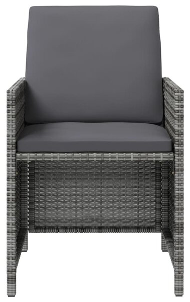 4 részes szürke kerti polyrattan szék- és zsámolyszett