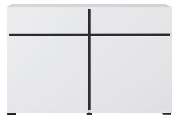 Cross fiókos komód 119 cm - fehér / fekete