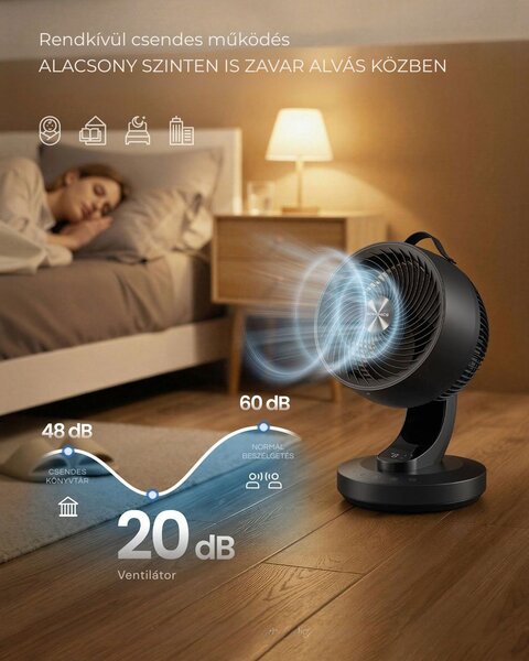 FLOW légkeringtető ventilátor távirányítóval, fekete SongmicsHome