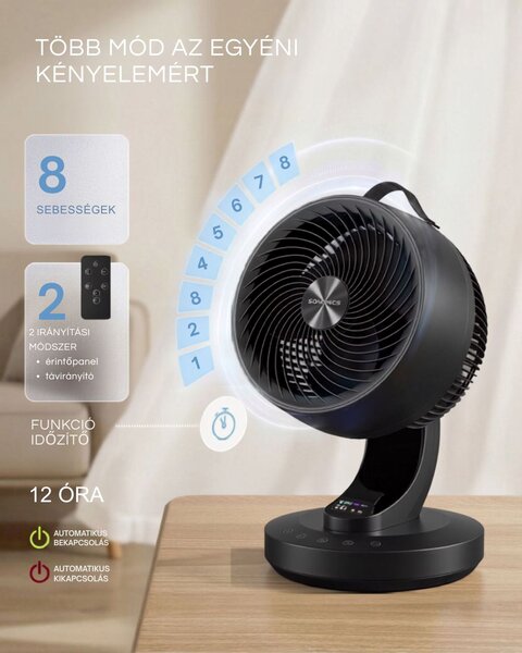FLOW légkeringtető ventilátor távirányítóval, fekete SongmicsHome