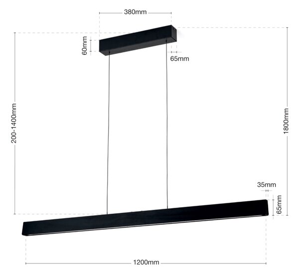 TARA modern CCT LED függőlámpa , fekete, 1200lm