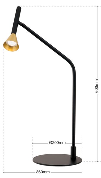 ODEON modern LED asztali lámpa , fekete, 440lm