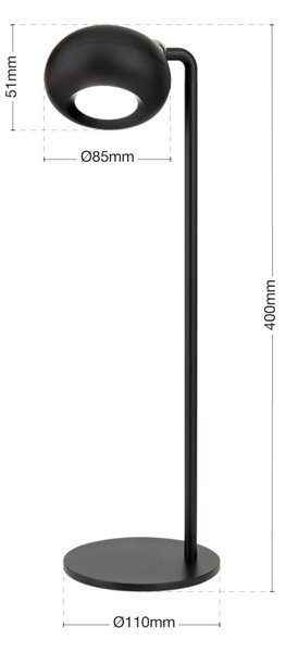 KERBY modern CCT LED asztali lámpa , fekete, 150lm