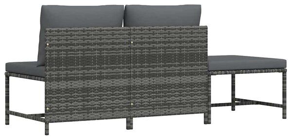 3 részes szürke polyrattan kerti ülőgarnitúra párnákkal
