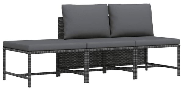 3 részes szürke polyrattan kerti ülőgarnitúra párnákkal