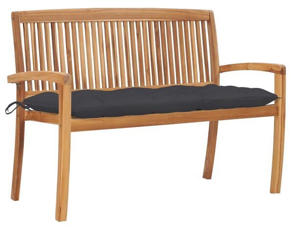 Tömör tíkfa rakásolható kerti pad párnával 128,5 cm