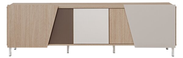 Miraza TV szekrény 180 cm - skandináv halszálka / bézs / fehér / barna