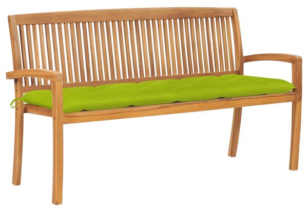 Tömör tíkfa rakásolható kerti pad párnával 159 cm
