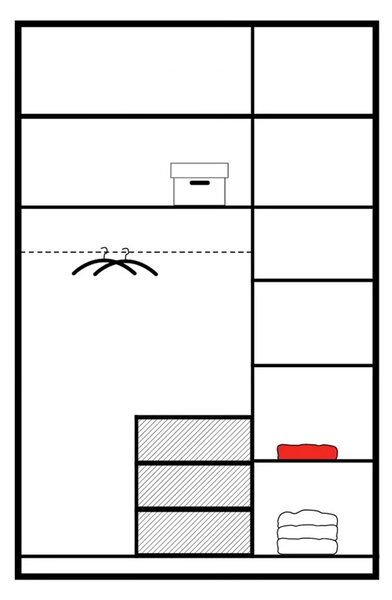 Bali ruhásszekrény felső elemmel 147 cm - sonoma tölgy