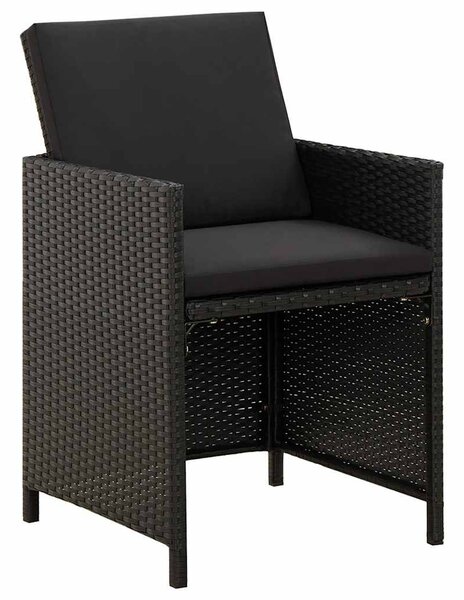 2 db fekete polyrattan kerti szék párnával