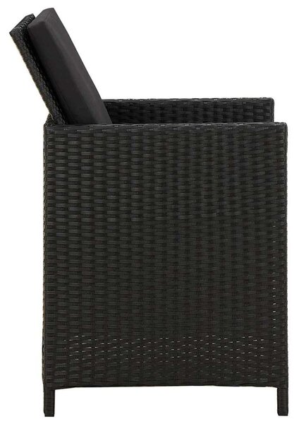 2 db fekete polyrattan kerti szék párnával