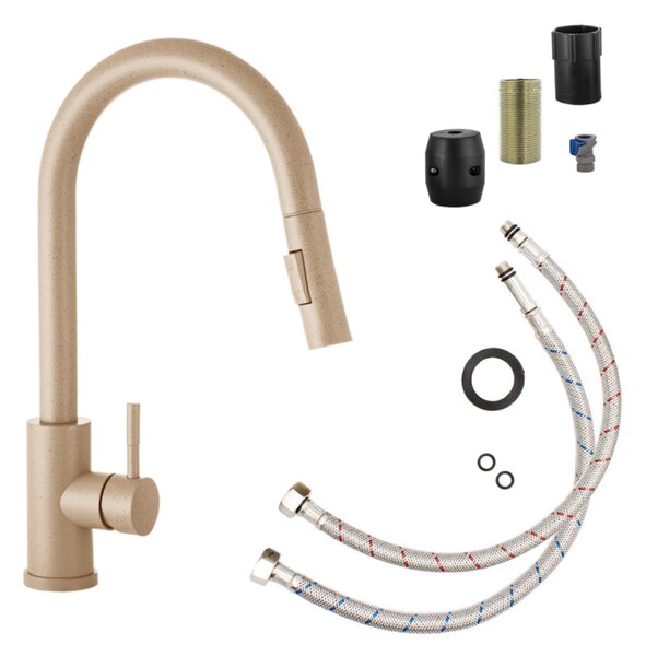 KONDELA Konyhai csaptelep spriccelővel, bézs, TARUMA