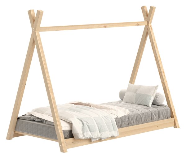 Tipi gyerekágy 90x180 fa házikó - fenyő