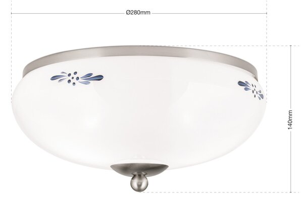 LANDHAUS mennyezeti lámpa satin, fényes opál, 14 cm