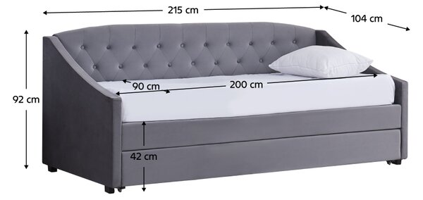 KONDELA Kihúzható ágy, szürke, ALODA