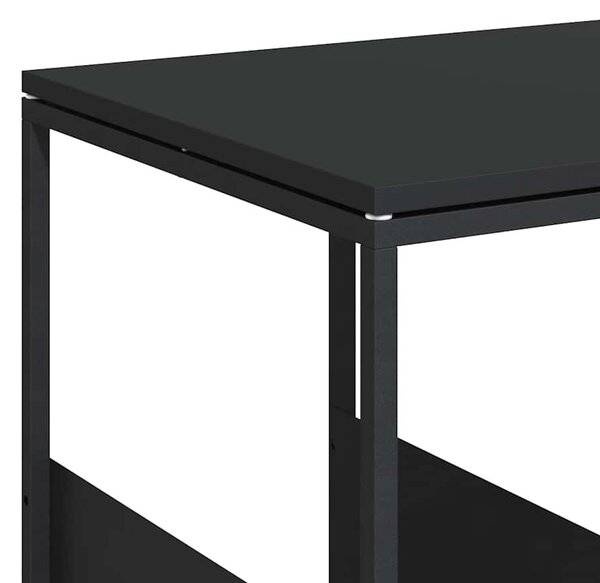 Fekete szerelt fa kisasztal kerekekkel 55x36x63,5 cm