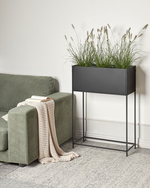 Magasított virágállvány TAPIEN Fém 70 cm Fekete
