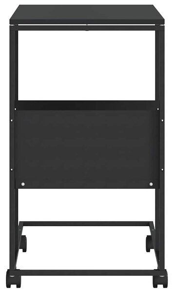 Fekete szerelt fa kisasztal kerekekkel 55x36x63,5 cm