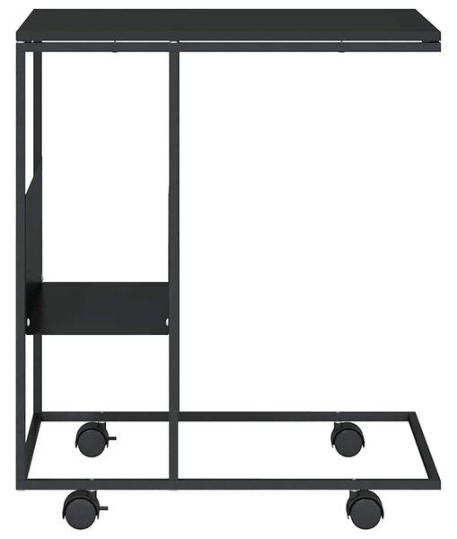 Fekete szerelt fa kisasztal kerekekkel 55x36x63,5 cm