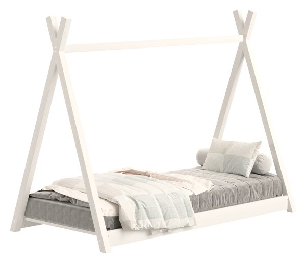 Tipi gyerekágy 70x140 fa házikó - fehér