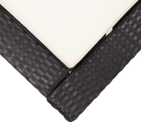 Fekete polyrattan napozóágy párnával