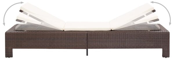 Barna polyrattan napozóágy párnával