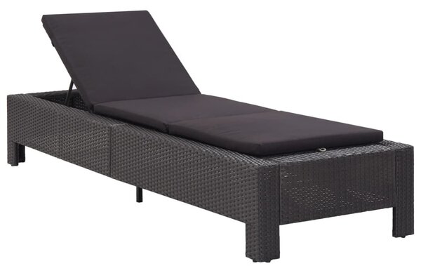 Fekete polyrattan napozóágy párnával