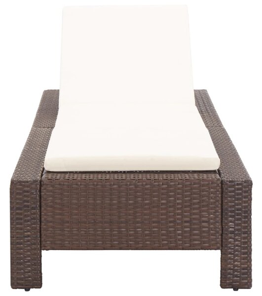 Barna polyrattan napozóágy párnával