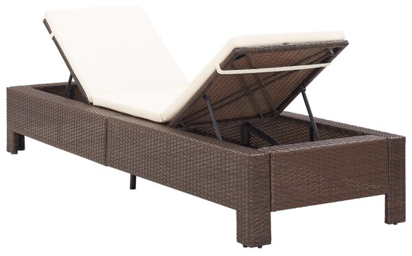 Barna polyrattan napozóágy párnával
