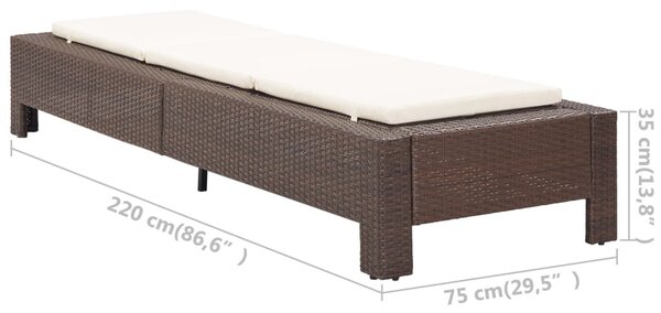 Barna polyrattan napozóágy párnával