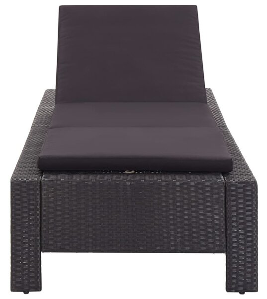 Fekete polyrattan napozóágy párnával