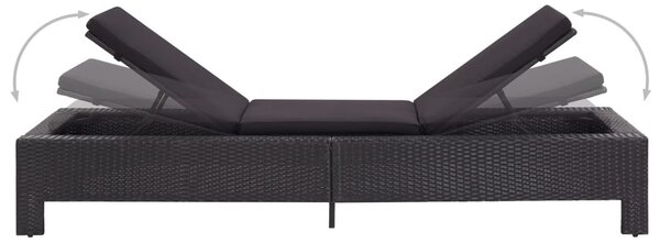 Fekete polyrattan napozóágy párnával