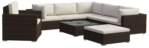 VidaXL Polyrattan Kerti Bútorszett - 8 részes - Barna