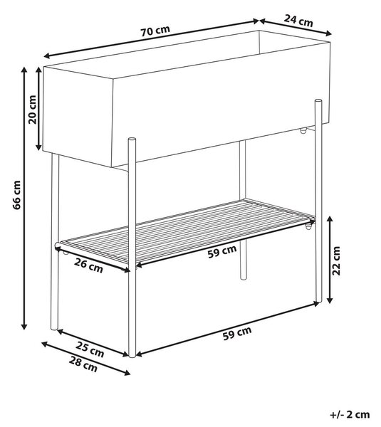 Magasított virágállvány VINCA 70 cm Fém Fekete