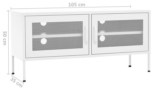 Fehér acél TV-szekrény 105 x 35 x 50 cm
