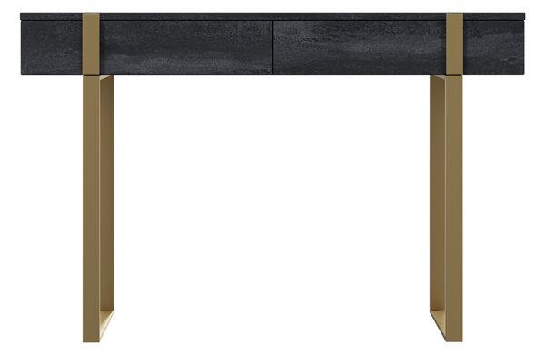 Verica modern konzolasztal / fésülködőasztal 120 cm fém lábakkal - fekete beton / arany lábak