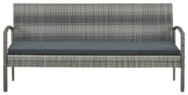 3 személyes szürke polyrattan kerti kanapé párnával